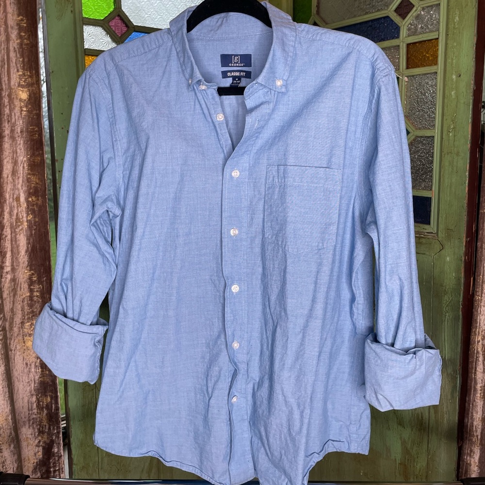 Classic George Brand Jean-Colored Button-Up Shirt - Size M (38-40)